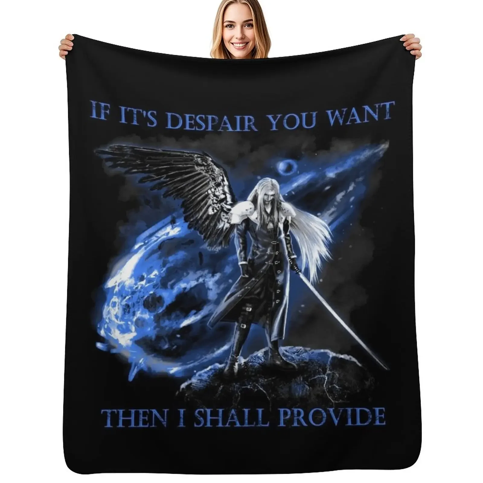 

Sephiroth FF7 The One Winged Angel Throw Blanket Flannel valentine gift ideas Single Decorative Beds Blanket