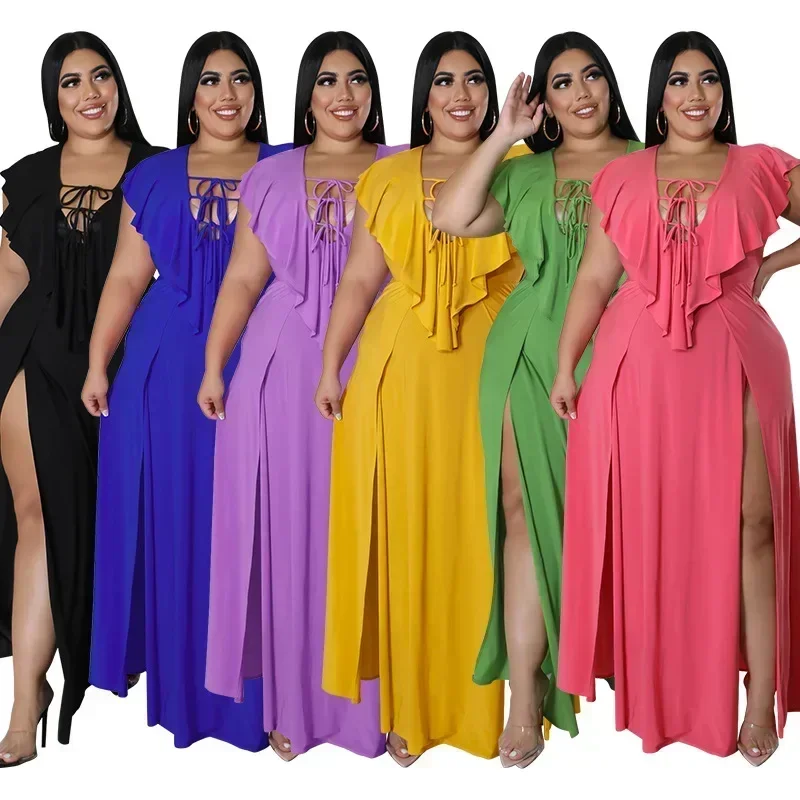 MY962 European and American plus size women's summer new sexy strap backless solid color dress, fat MM, sexy, plus size clothing