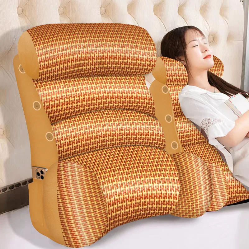 

Ice silk mat pillow bedside, soft bag large backrest bed, waist cushion for the elderly