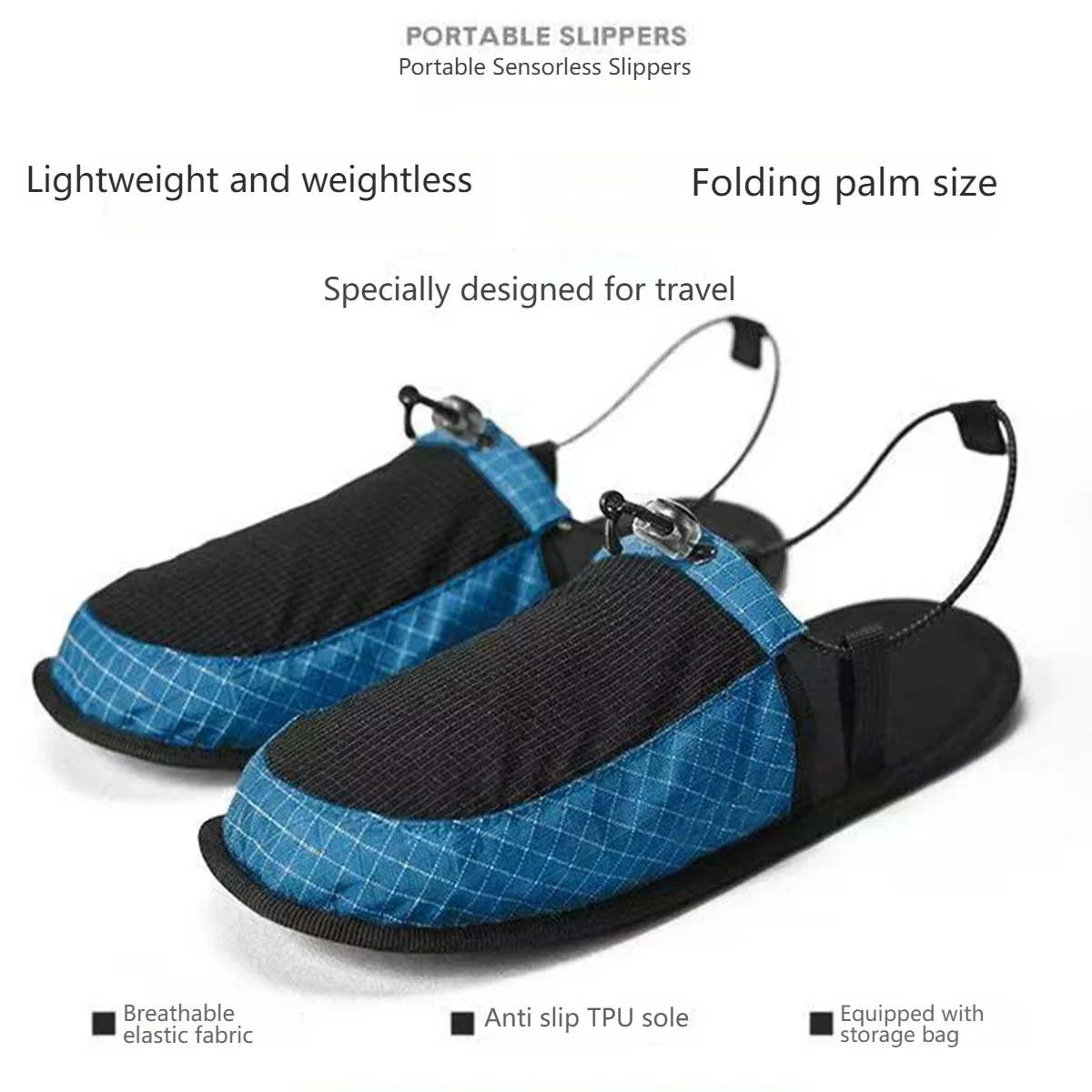 Ultra Light Foldable Non-Slip Travel Slippers 1 Pair Quick Dry Portable Shoes for Airplane Hotel Beach Camping Water Activities