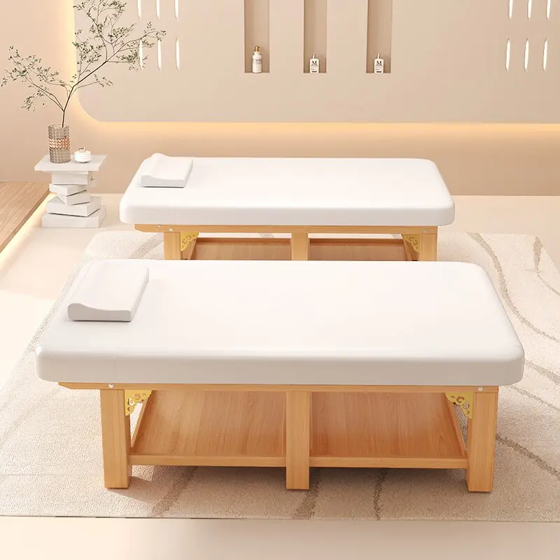 Widened solid wood beauty bed, Thai style massage and physical therapy bed for beauty salons, massage bed