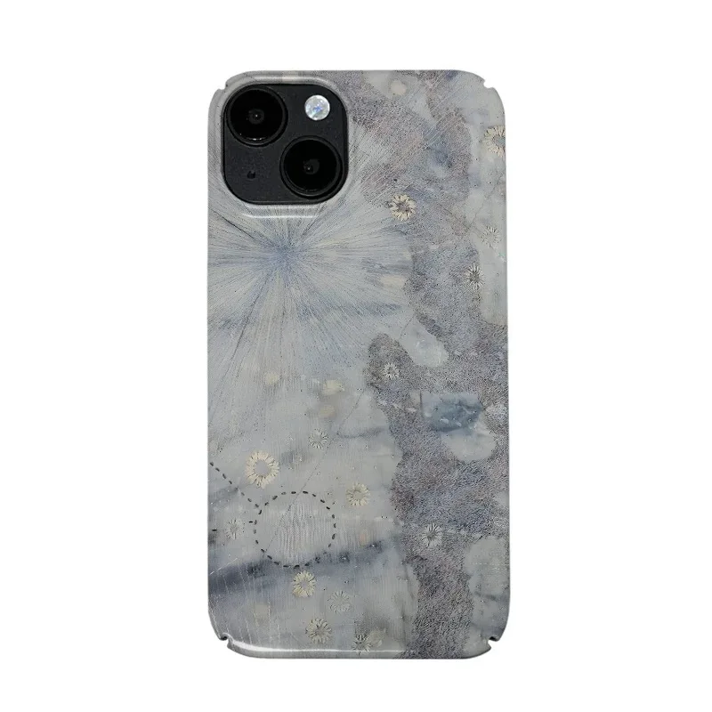 Ins Advanced Gray Vintage Marble Coordinates Phone Case for IPhone 16 15 14 13 Pro Max 12 11 Protection Ultra Thin Acrylic Cover