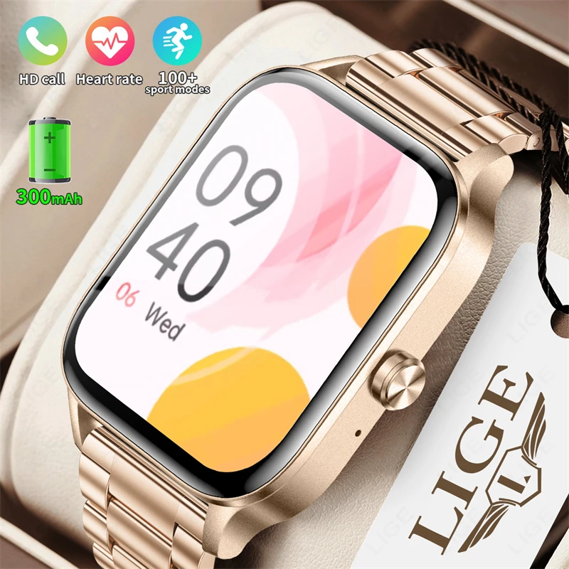 2024 Women Simplicity Smart Watch 1.85” HD Screen Custom Face Ladies Health Monitor Watch Bluetooth Call Sports Men Smartwatch