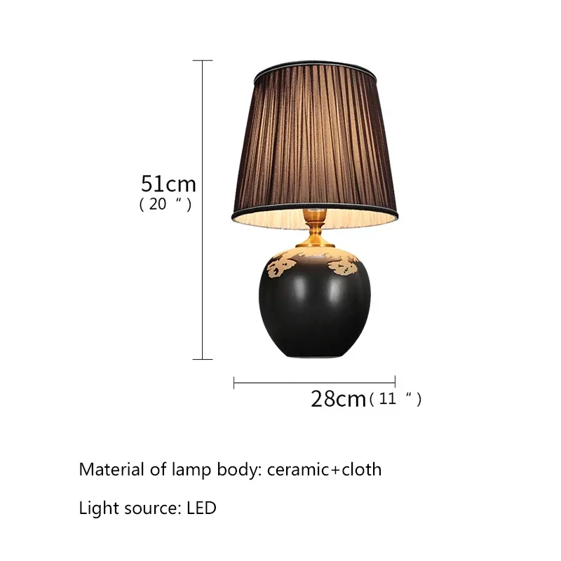 VIOLET Ceramics Table Lamps LED Modern Creative Black Dimming Desk Light For Home Living Bedroom Bedside Decor