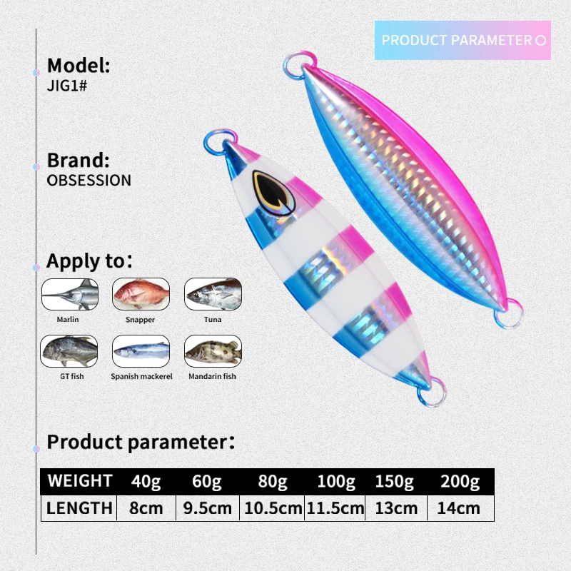 TEASER J3 40g 60g 80g Trout Jigging Lure Jigs Saltwater Lures Sinking Trolling Hard Metal Spoon Bait Bass Fishing Metal Jigbait