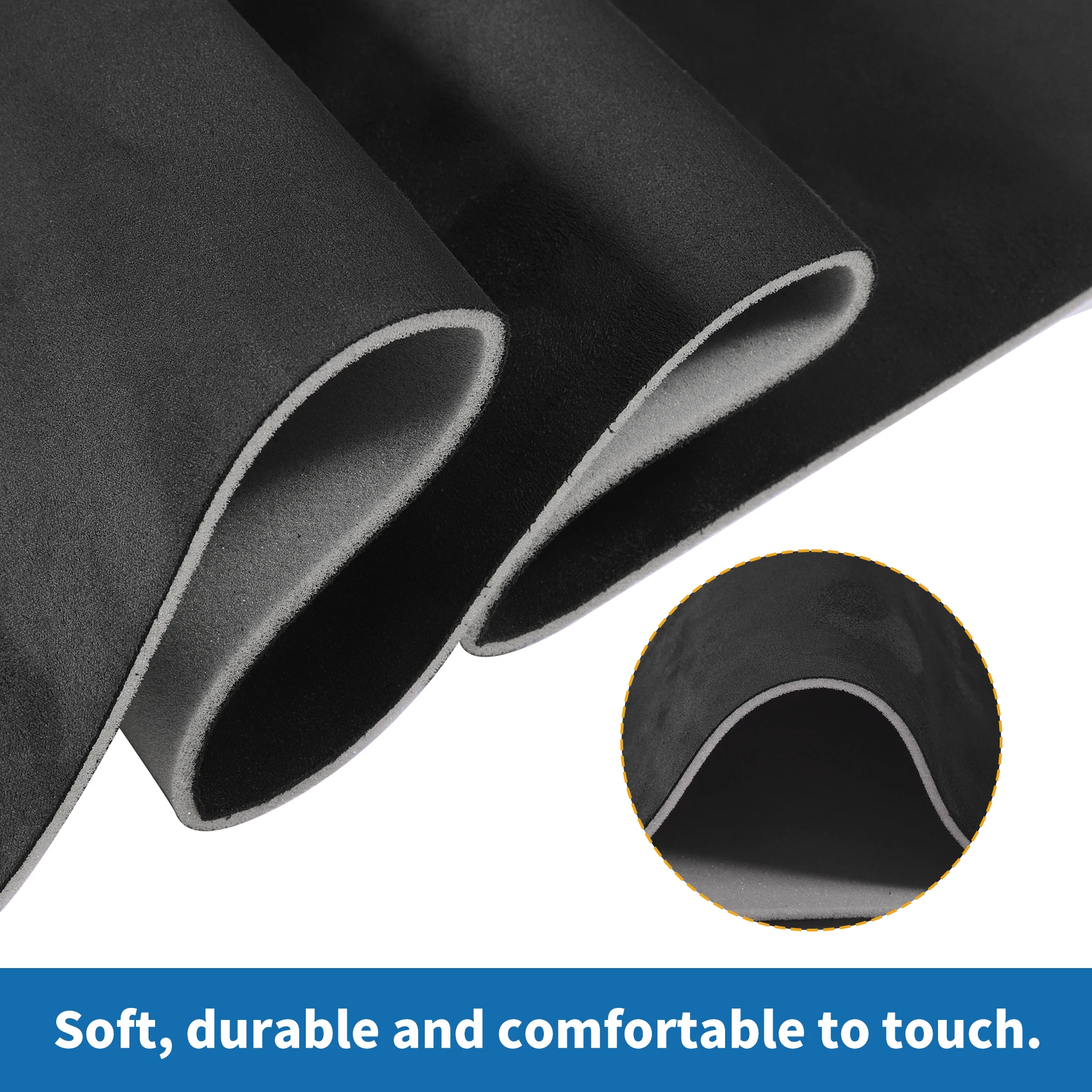 UXCELL 150G Headliner Fabric 3mm Foam Backing Interior Trim DIY Roof Repair Replacement Suede Fabric Black 137x145cm 183x145cm