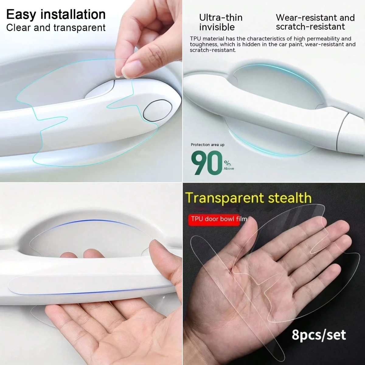 

Car Door Bowl Handle Invisible Protective Sticker Auto For Bugatti Chiron Veyron Divo Centodieci La Voiture Noire Bolide EB110 T