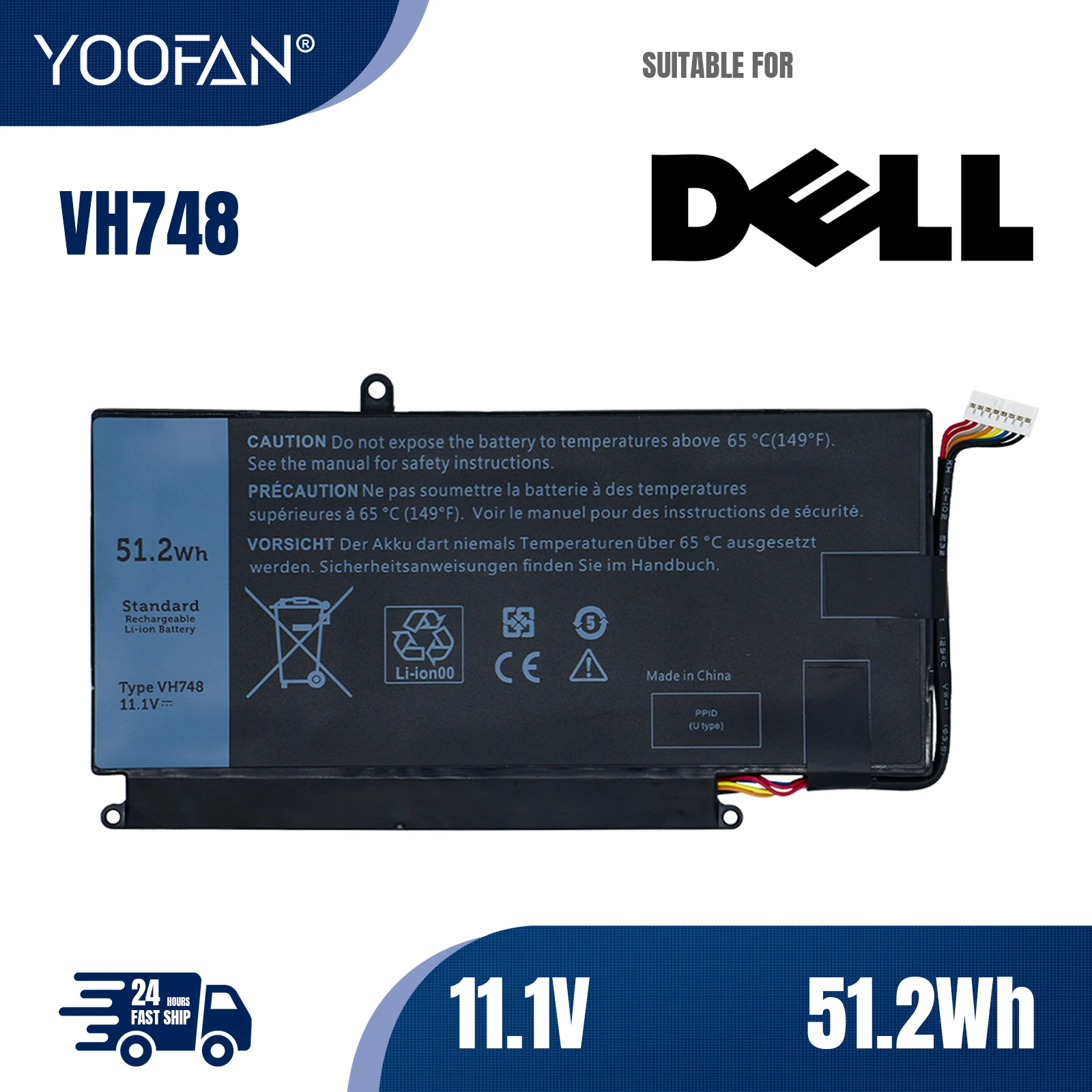 YOOFAN batería VH748 para ordenador portátil, para DELL Vostro 5460, 5470, 5560, 14, 5480, para Inspiron 14, 5439, V5460D-1308