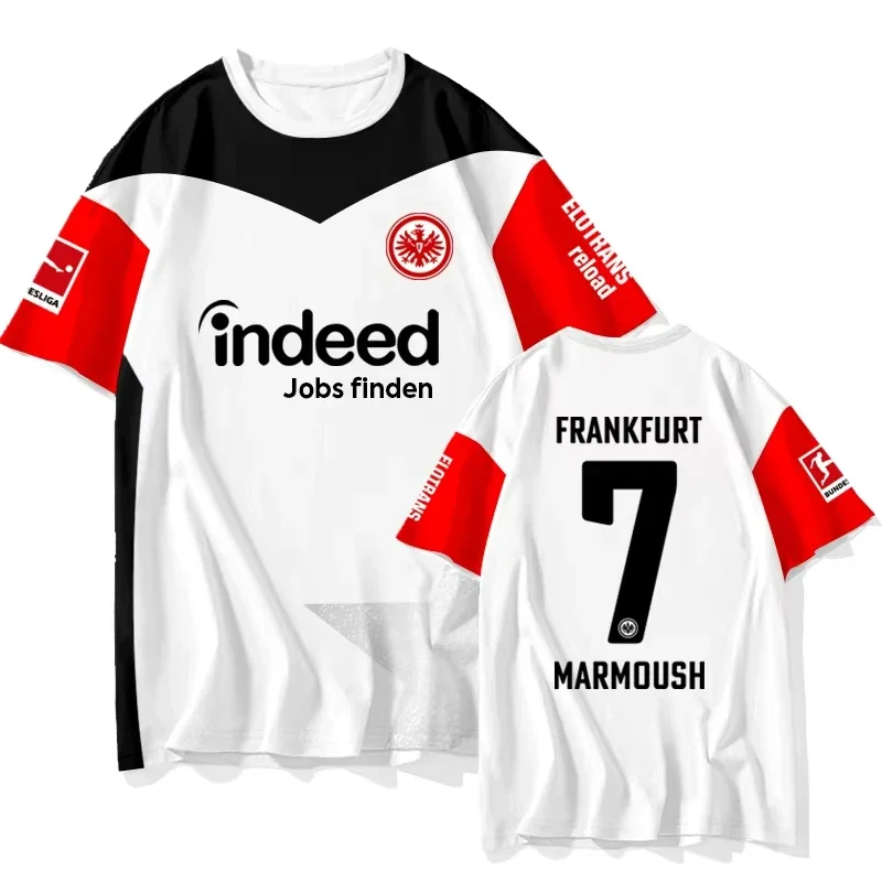 جديد 2025 وشعبية فرانكفورت ثلاثية الأبعاد مطبوعة الرجال والنساء تنفس وسريعة التجفيف كرة القدم تي شيرت