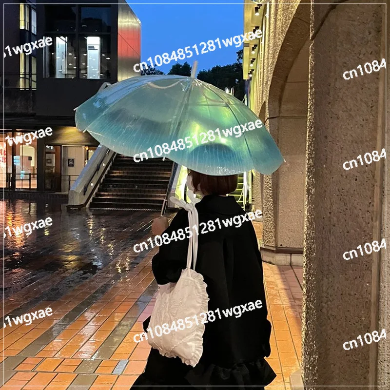 Jellyfish Umbrella Transparent Long Handle Japanese Series Fully Automatic Thickening, Windproof, Waterproof, Portable