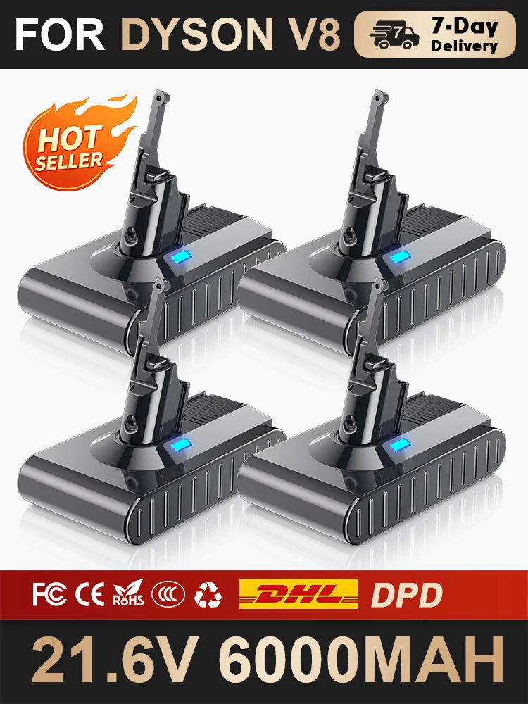Akumulator 21.6V 6000mAh do odkurzacza ręcznego Dyson V8 Absolute, zamiennik baterii litowo-jonowej do Dyson V8 SV10 SV25, akumulator do elektronarzędzi. — zdjęcie produktu 7