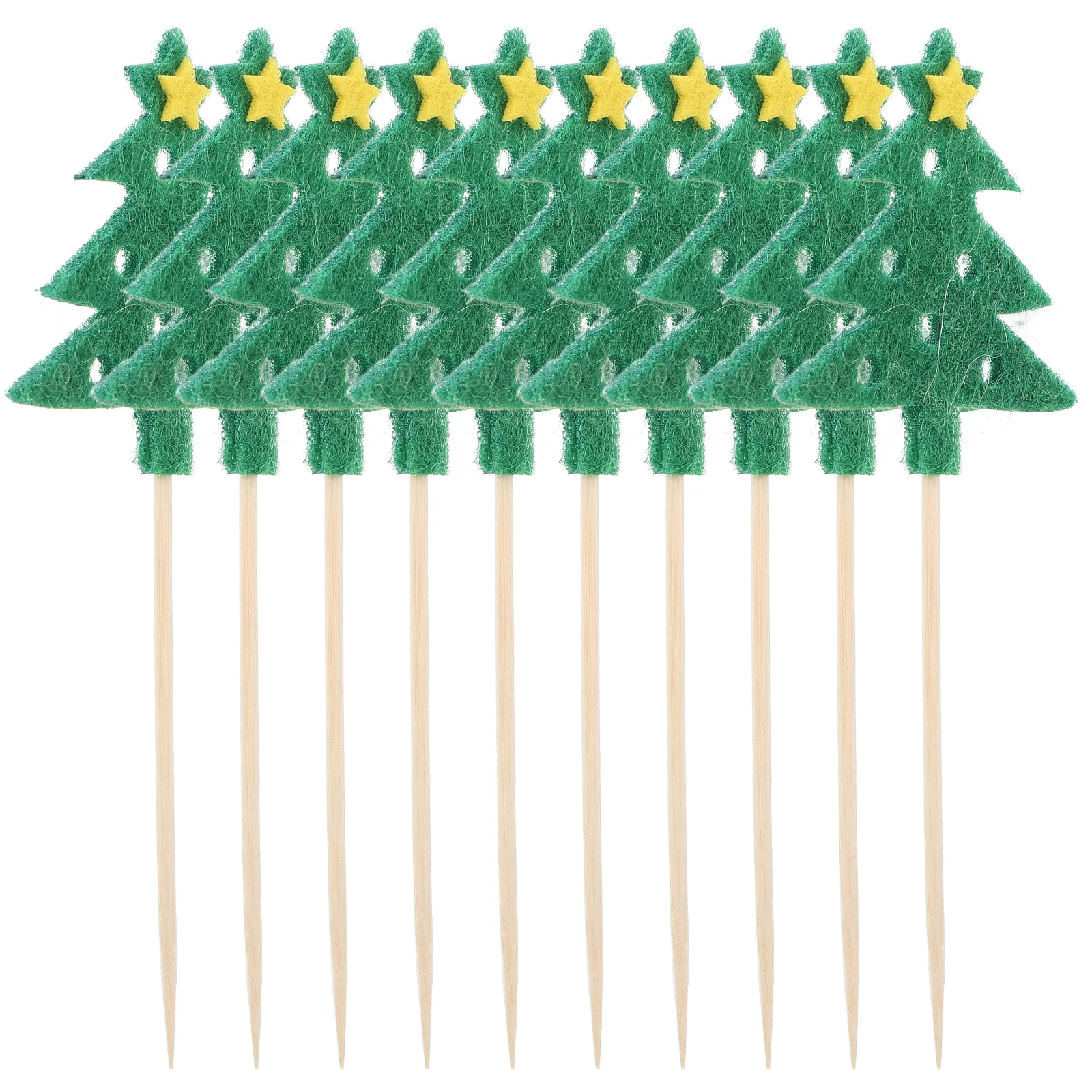 

10pcs Christmas Tree Cocktail Picks Cake Toppers Decorative Skewers For Desserts Cupcakes Drinks Holiday Party Appetizers Safe