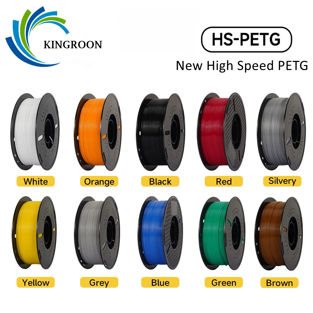 KINGROON Newest HS-PETG 3D Printer Filament 1.75mm High Speed 3D Printinng Material Hyper PETG 5KG 10KG Mix Color