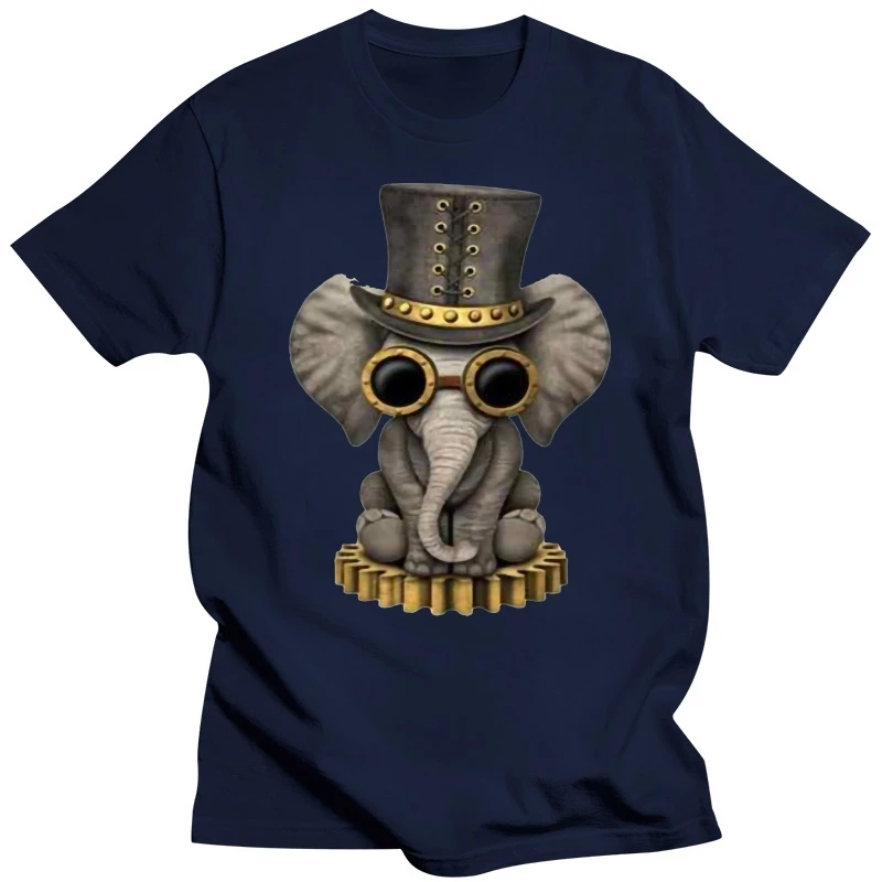 Steampunk Baby Elephant God T Shirt 2019 summer Men Short Sleeve O-Neck India Ganesha T-shirt Cotton Shiva The God Top Tee