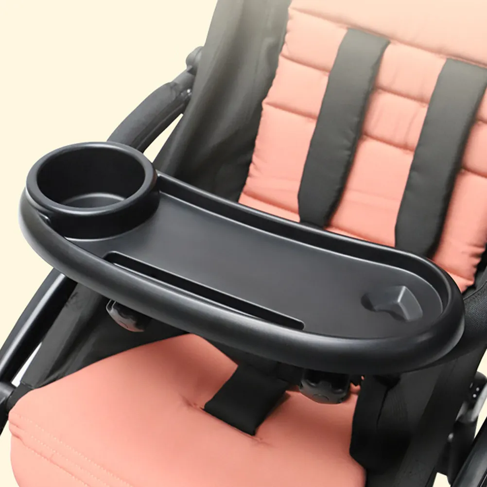 

Universal Stroller Snack Tray Plastic Removable Detachable Tray with Cup Holder for Pram Pushchair Stable Easy Install Baby Food