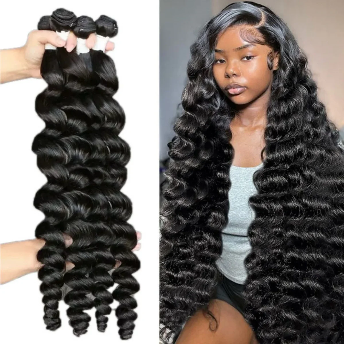 

16A Loose Deep Human Hair Bundles 30 36Inch 100% Virgin Hair Brazilian Remy Weaving Human Hair 4 5 Pcs Natural Bundles Wholesale