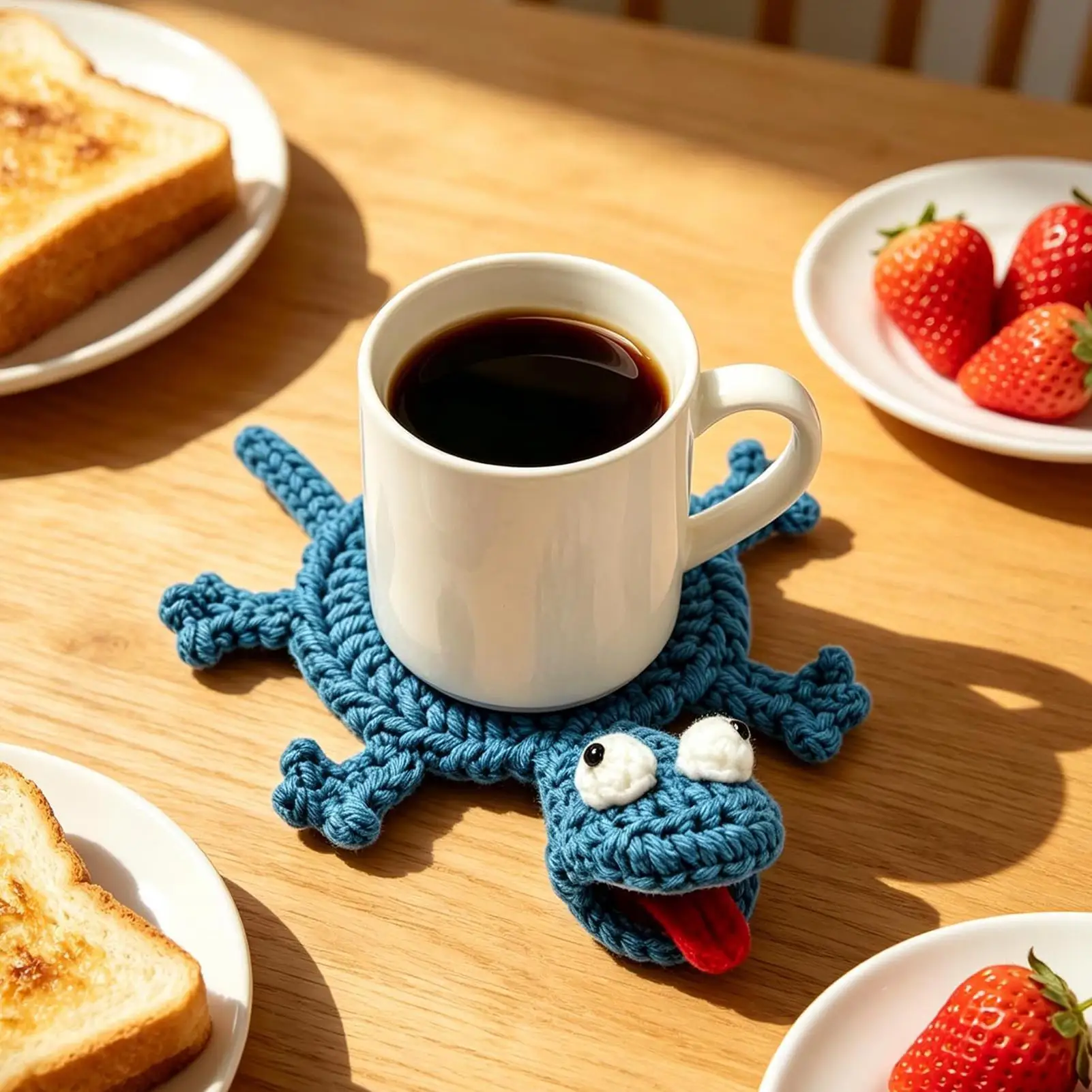 Crocheting Cup Coaster Animal-Themed Table Protection Ornament Funny Crochet Lizard Coaster for Bedroom Nightstand Birthday