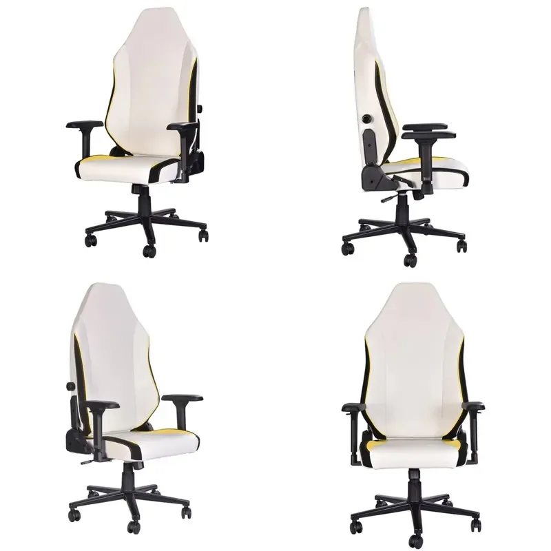 Ergonomic PU Leather Computer Chair Adjustable Height Gaming Office Seat with Lumbar Support Easy to Clean