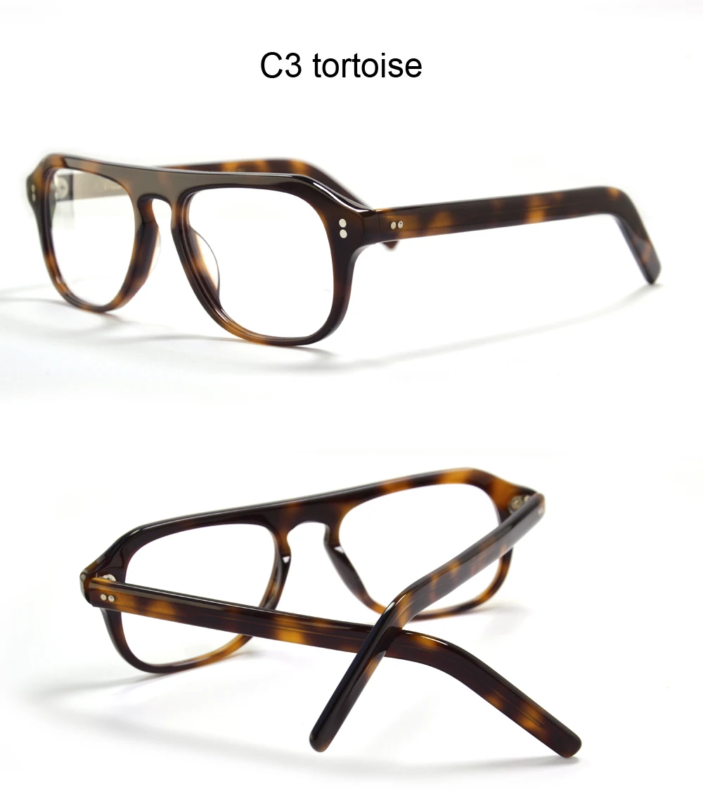 Vintage Piloten-Brillengestell für Herren, Myopie, verschreibungspflichtige Brille, handgefertigt, klassisch, Schlüsselloch-Acetat-Brille, Marineblau – Detail 7