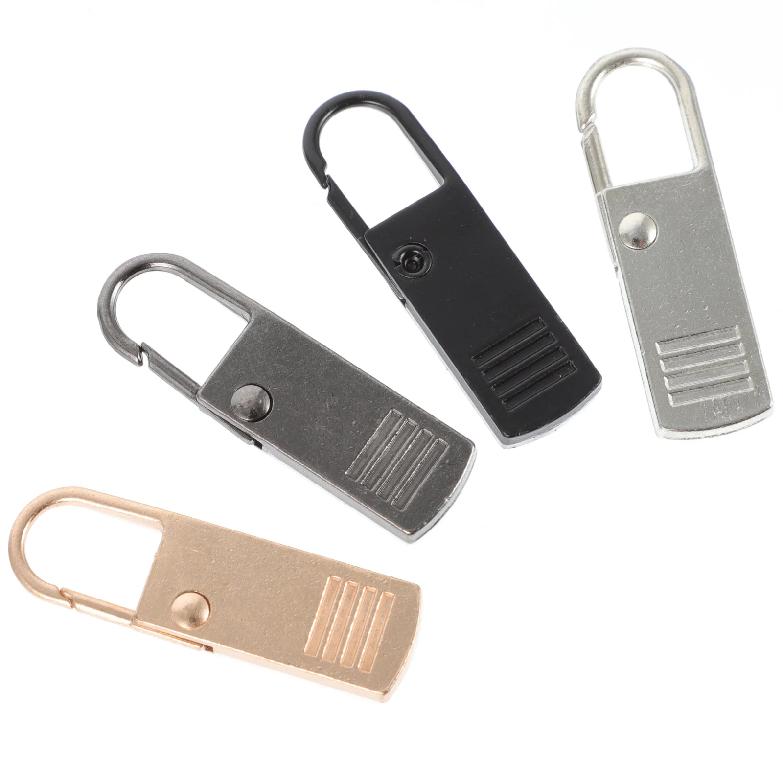 

4Pcs Metal Zipper Pullers Sturdy Zipper Pull Replacements Smooth Polished Detachable Heads for Backpacks Bags Shoes Clothing