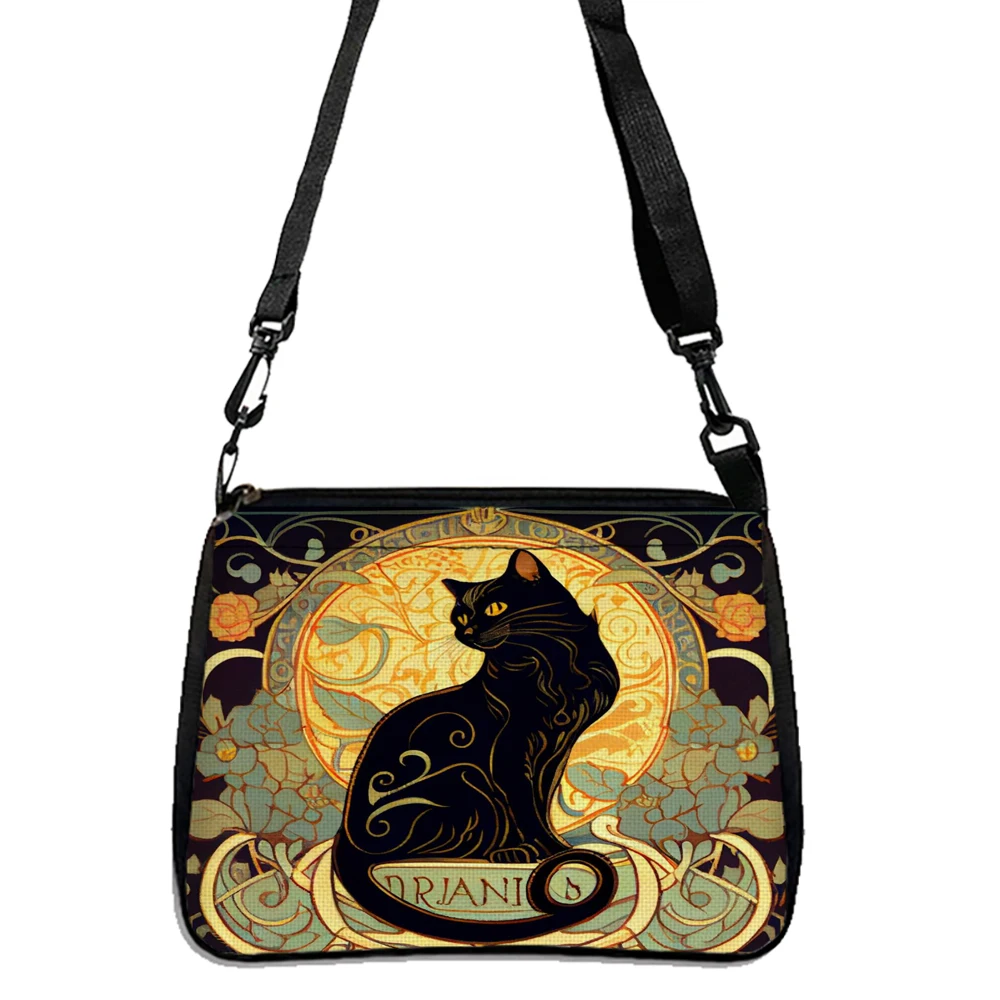 Elegant Cat Print Crossbody Bag, Fashionable Shoulder Bag, Double-sided Printed Shoulder Bag Daily Casual Bag5.21