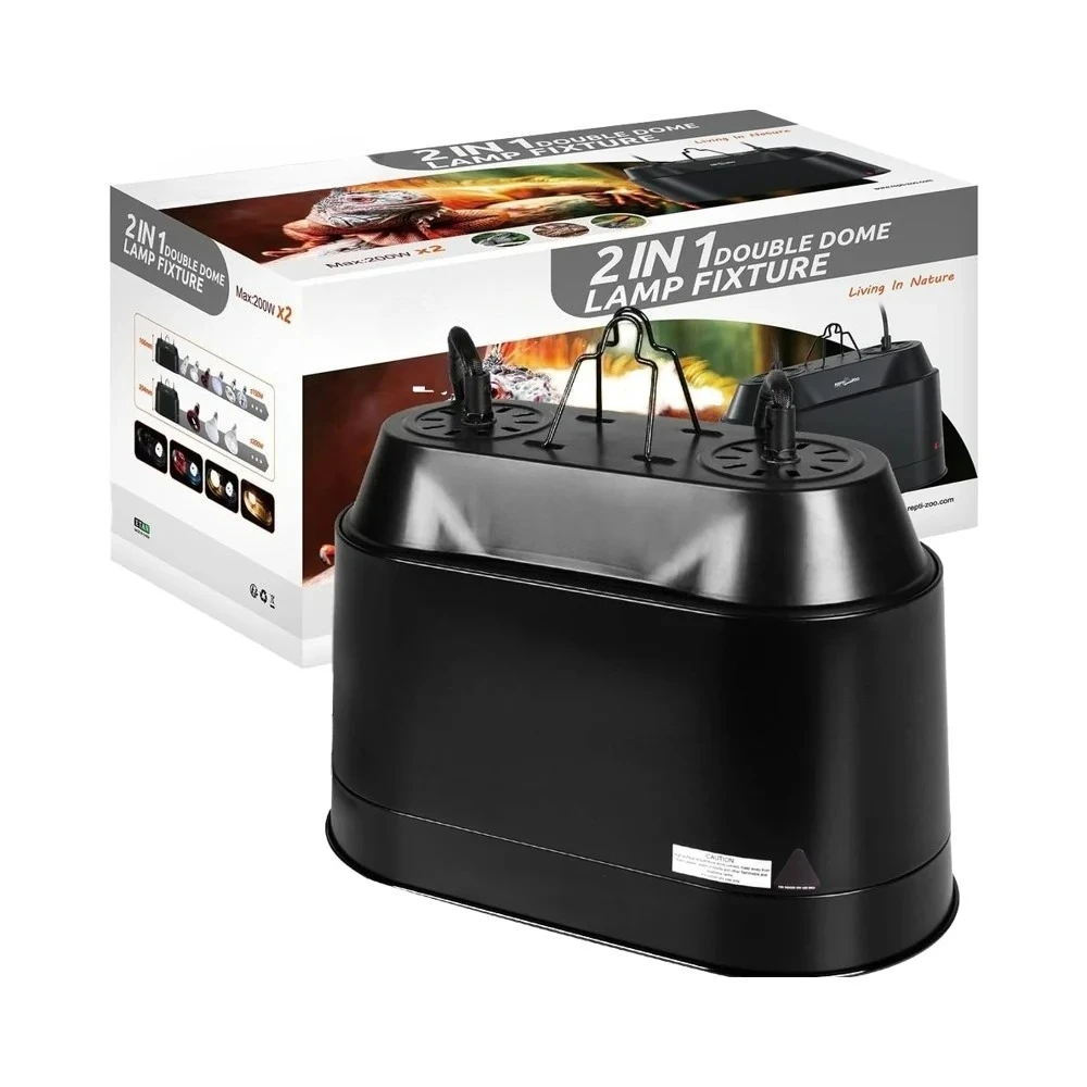 

Dual Function Pet Lighting Kit with UVB & Heat Lamp, Reflector Dome Cap Combo. Integrated Design for Reptiles