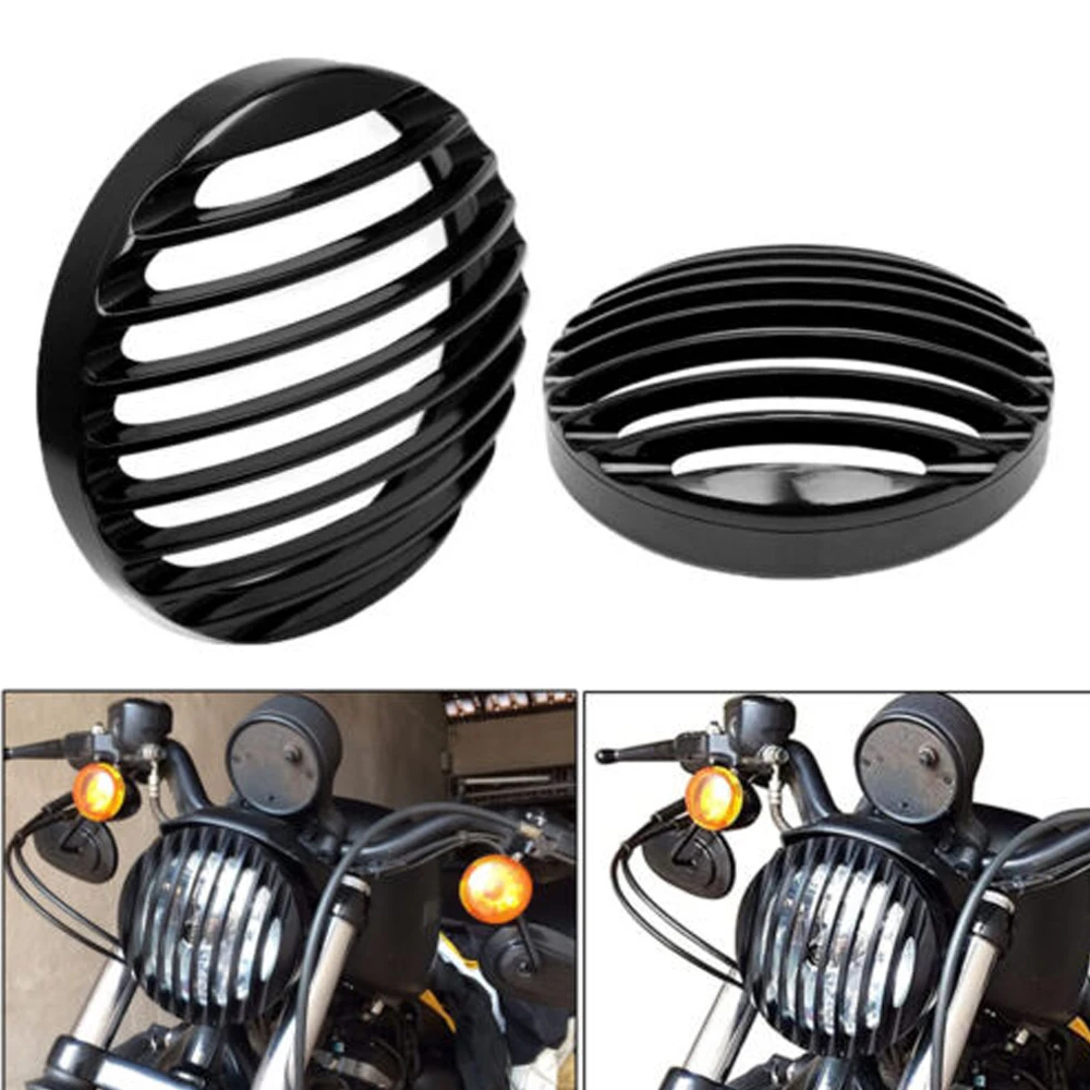 

Black Motorcycle 5 3/4" CNC Headlight Grill Cover For Harley Davidson XL 883 1200 XL883 XL1200 2004-2014