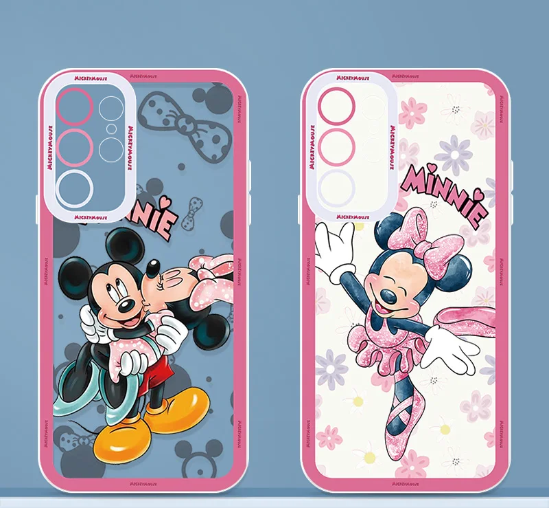 Minnie Mickey Love Pink For Samsung Galaxy A S23 S22 S21 S20 FE Ultra Plus S10 A01 A20 Lite 5G Angel Eyes Phone Case