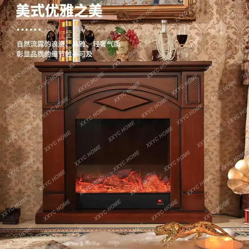 XX medieval dark electric fireplace decorative cabinet   retro simulation electronic heating fireplace