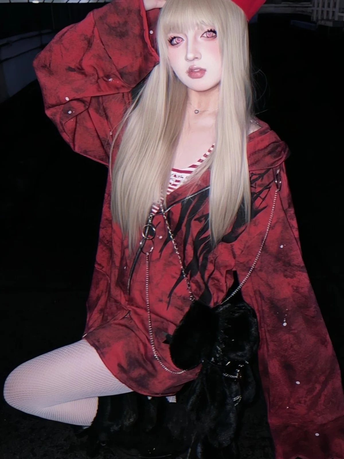 Jaqueta Feminina Estilo Street Punk Dark Rock com Zíper, Cardigã