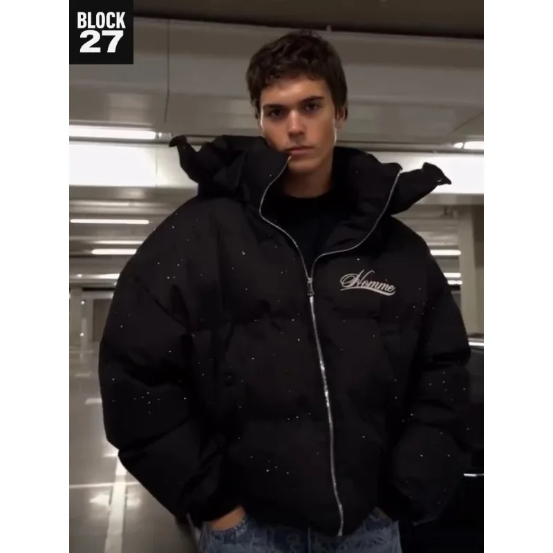 سترة مبطنة للرجال معطف دافئ سميك على الطراز الأمريكي القديم بسحاب ملابس خارجية غير رسمية ملابس الشارع موضة هاراجوكو شتاء جديد #6