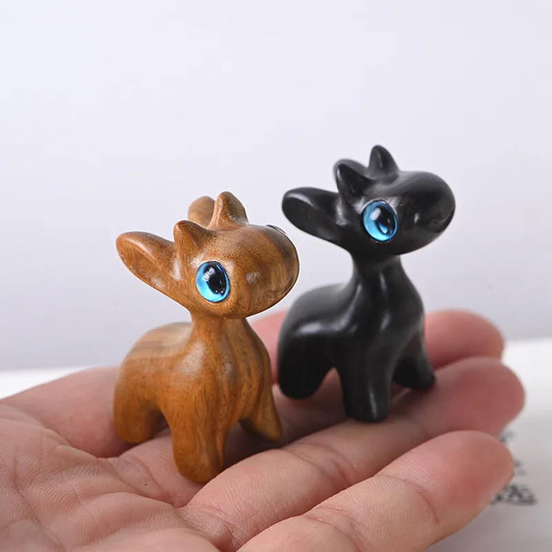 Green Sandalwood Giraffe Small Deer Ornaments Valentine\'s Day Gift Creative DIY Accessories Small Pendant sculptures & figurines