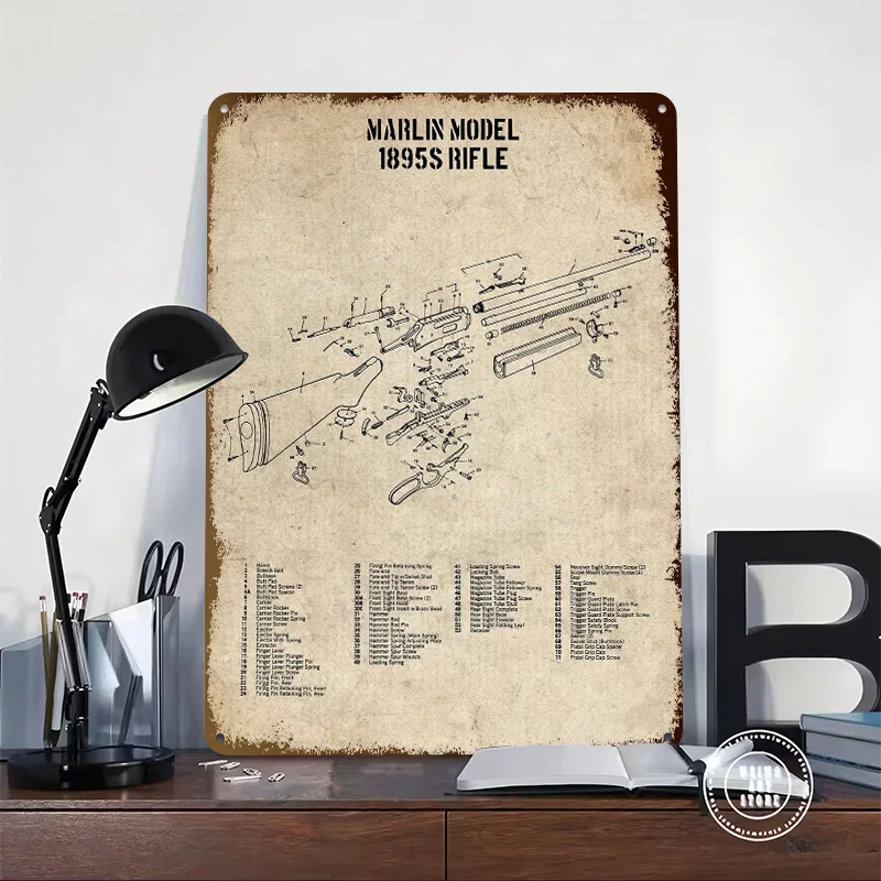 Marlin Model Tinplate Posters Customizable Wall Art Retro Vintage Metal Signs for Home Room Mancave Decoration Gaming Wand Deko