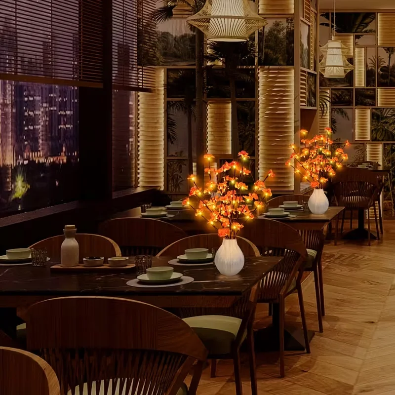 1 قطعة 20LED بطارية تعمل بالطاقة الاصطناعي زهر الكرز الوردي فرع الضوء ، 74 سنتيمتر/29in ، زهرة واقعية ، ديكور داخلي/خارجي #2