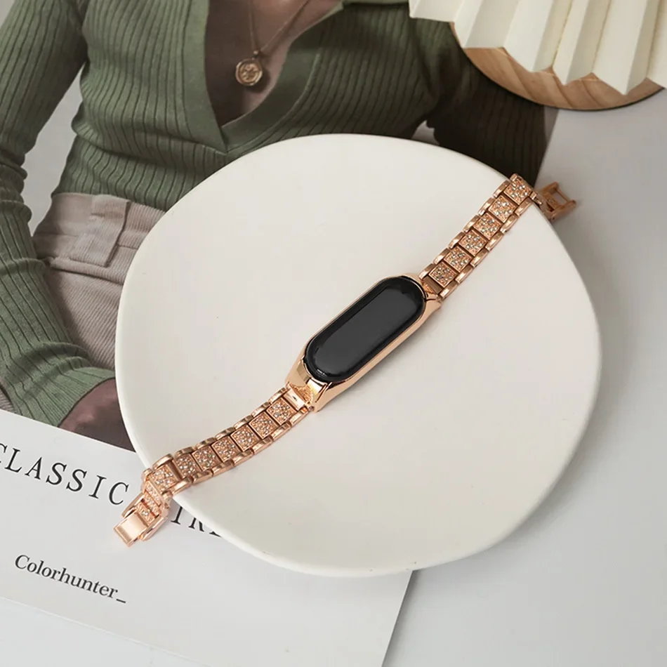 Strap For Xiaomi Mi Band 8 7 6 5 Watch Band Fashion Luxury Glitter Rhinestone Bracelet Replacement For Xiaomi Band 4 3 Wristband