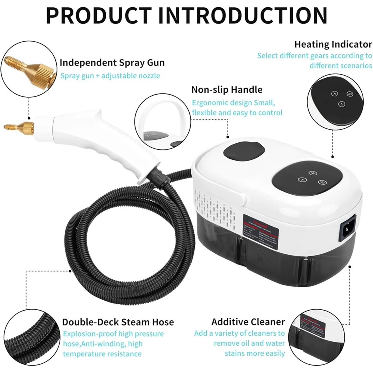 A14G-Handheld Steam Cleaner Steam Shot Cleaner 2500W Steamer อุณหภูมิสูงสําหรับบ้าน,ห้องครัว,ห้องน้ํา EU Plug A