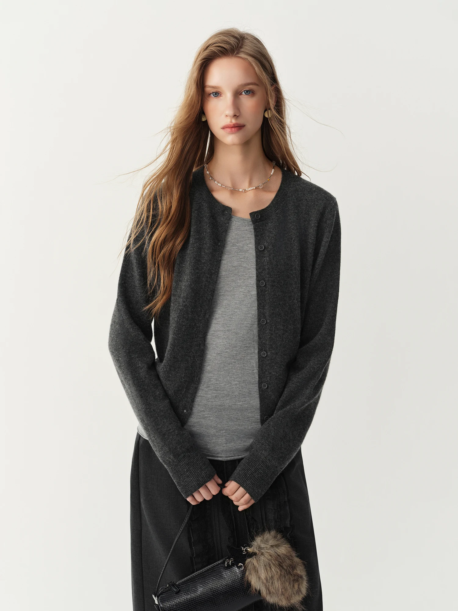 FSLE Damen-Strickcardigan aus 100 % Wolle, Winter 2026 Neuheit, weicher, warmer Strickpullover, lässig-elegante, vorne offene Oberbekleidung für Damen – Detail 33