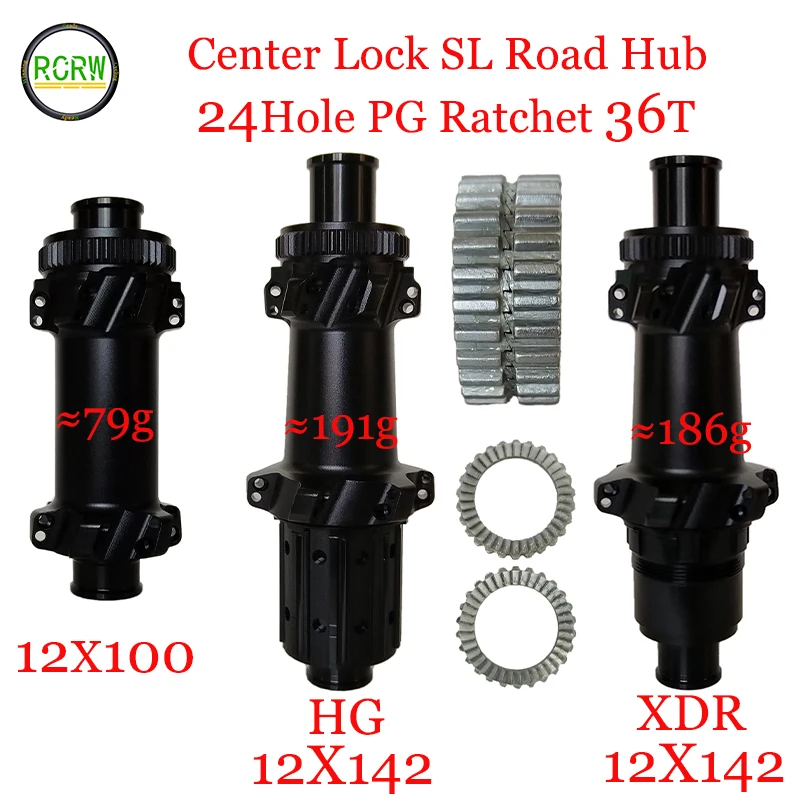 RCRW 36T PG Ratchet SL Road Bike Hub Center Lock 24Hole 12x100 12x142 Shiman/HG XDR  Straight Pull Hub Super Light R36T-SL-CL