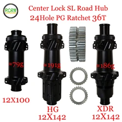 RCRW 36T PG Ratchet SL Road Bike Hub Center Lock 24Hole 12x100 12x142 Shiman/HG XDR  Straight Pull Hub Super Light R36T-SL-CL