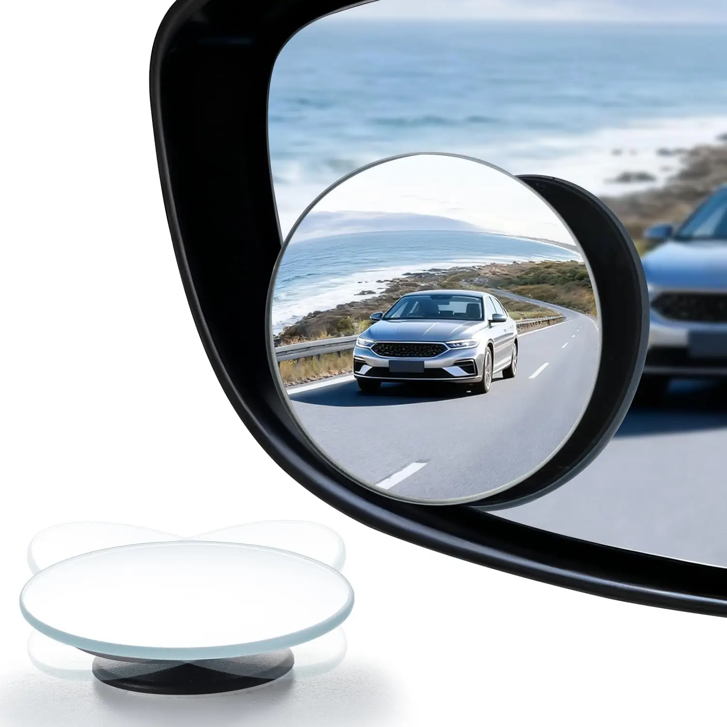 Blind Spot Mirror, Round HD Glass Frameless Convex Rear View Mirror Wide Angle Adjustable for Car SUV Truck Exterior Accessory