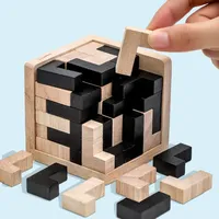 Creative 3D Wooden Building Blocks Cube Puzzle T L Shape Luban Interlocking For Kids Brain Teaser Children Early Learning Toy