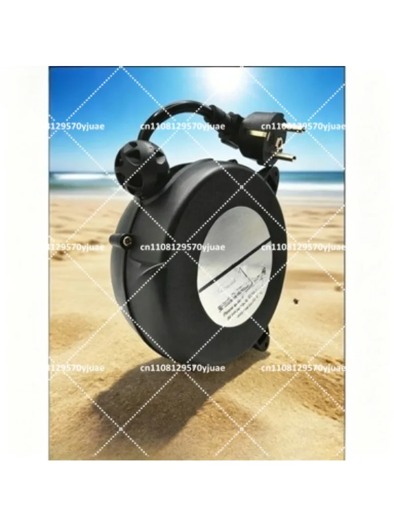 5m Retractable Power Cord Reel, European Standard Male/Female Plug, Auto Rewind Cable Organizer