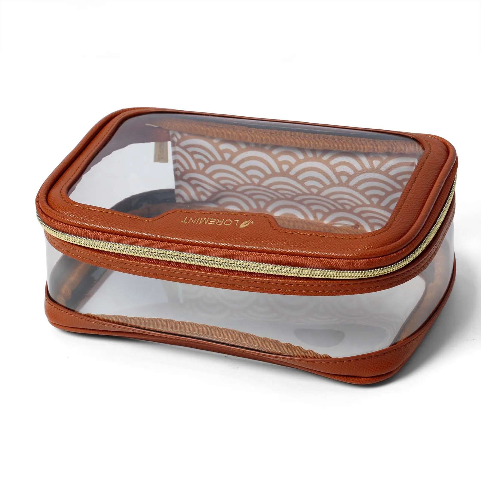 3-Piece Clear Travel Wash Bag Set, See Through Cosmetic Organizer with Leopard Makeup Brush Pouch, Travel Wash Bag Kit for Women