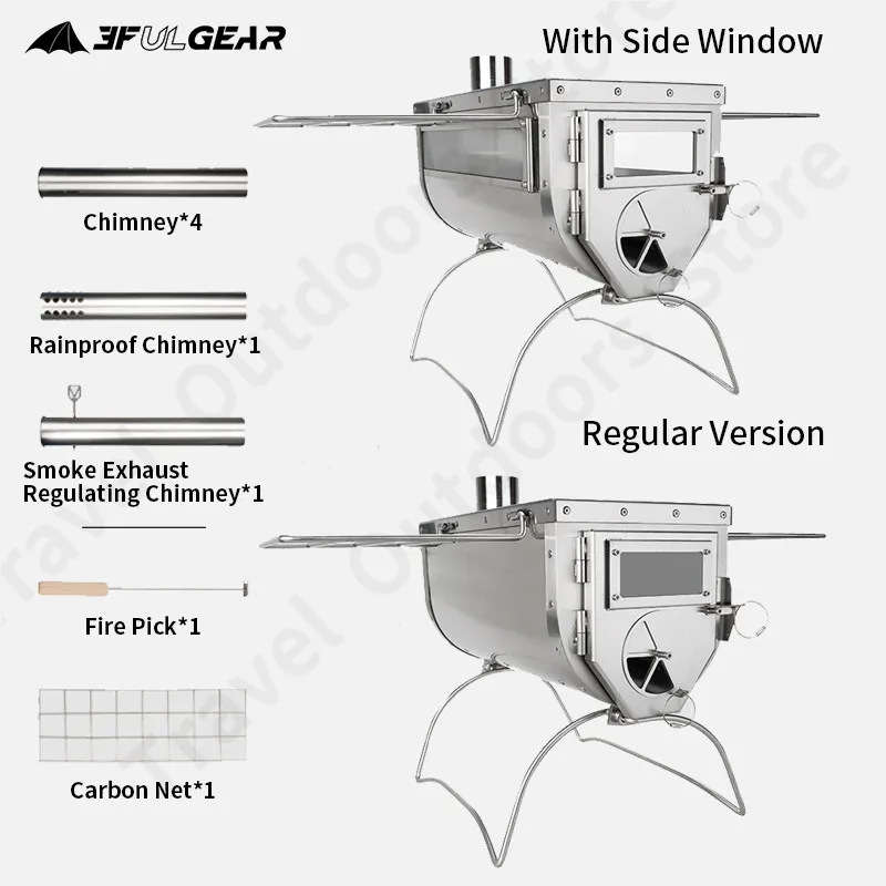 3F Ul Gear Outdoor Portable Folding Camping Firewood Stove 304 Stainless Steel Cooking Heating Picnic Multipurpose Stove