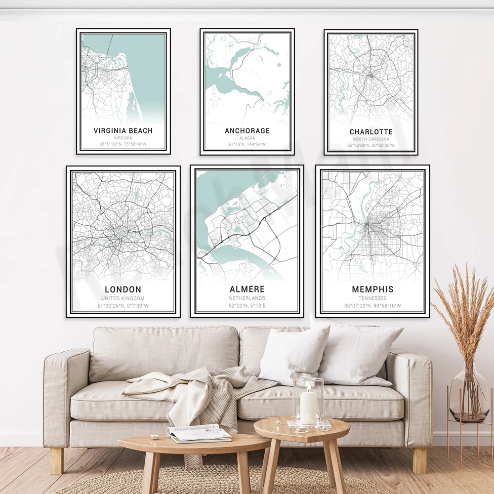Oklahoma, Anchorage, Vienna, Almere, Munich, Cincinnati, Madison, Kansas, Fresno, Memphis, Birmingham, San Jose map poster