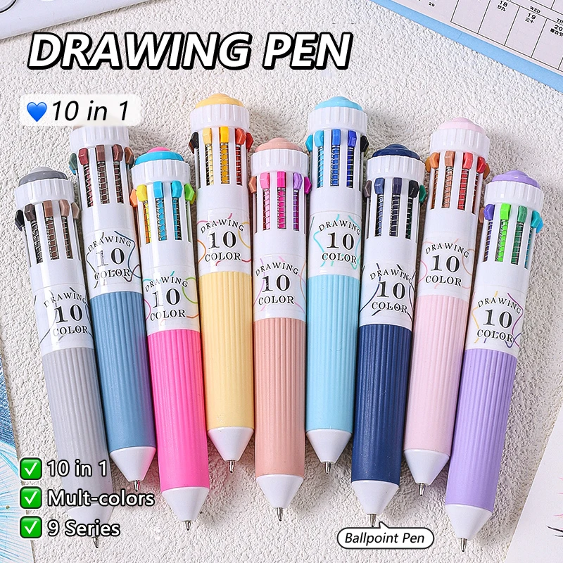 3/6 Pcs/Box Creative 10-in-1 Colored Drawing Ballpoint Pen Set 88 Colors Hand Account Drawing Pen for Painting & Study Marking