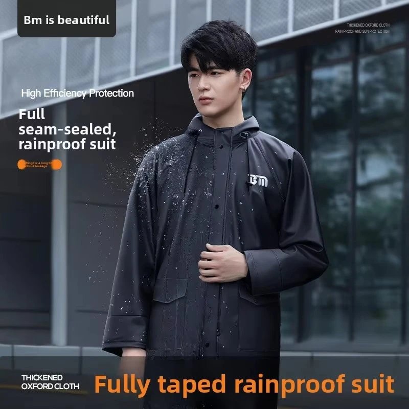 Two-Piece Cycling Raincoat Set for Vehicle Riders Fishing Outdoor Work Heavy Rainproof Riding Rainwear Suit