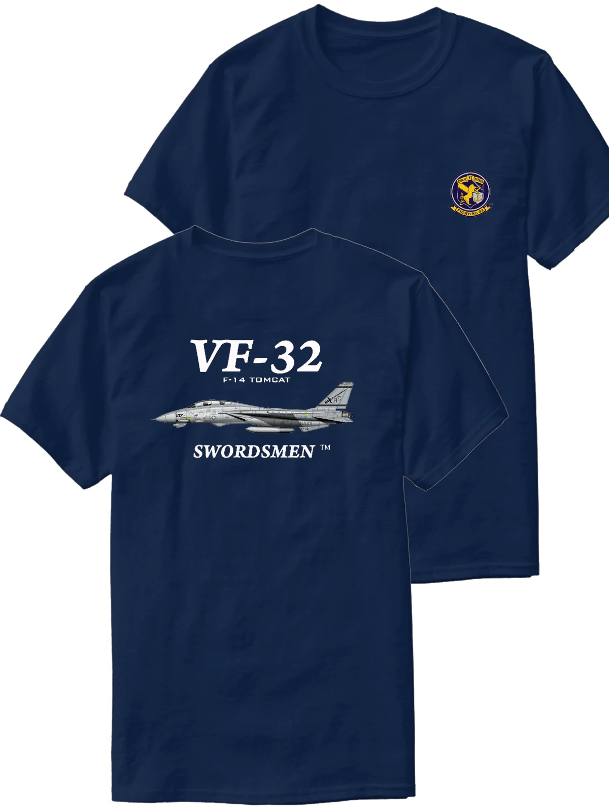 Naval VF-32 Swordsmen Squadron F-14 Tomcat Fighter T-Shirt Short Sleeve Casual 100% Cotton O-Neck Summer Mens T-shirt