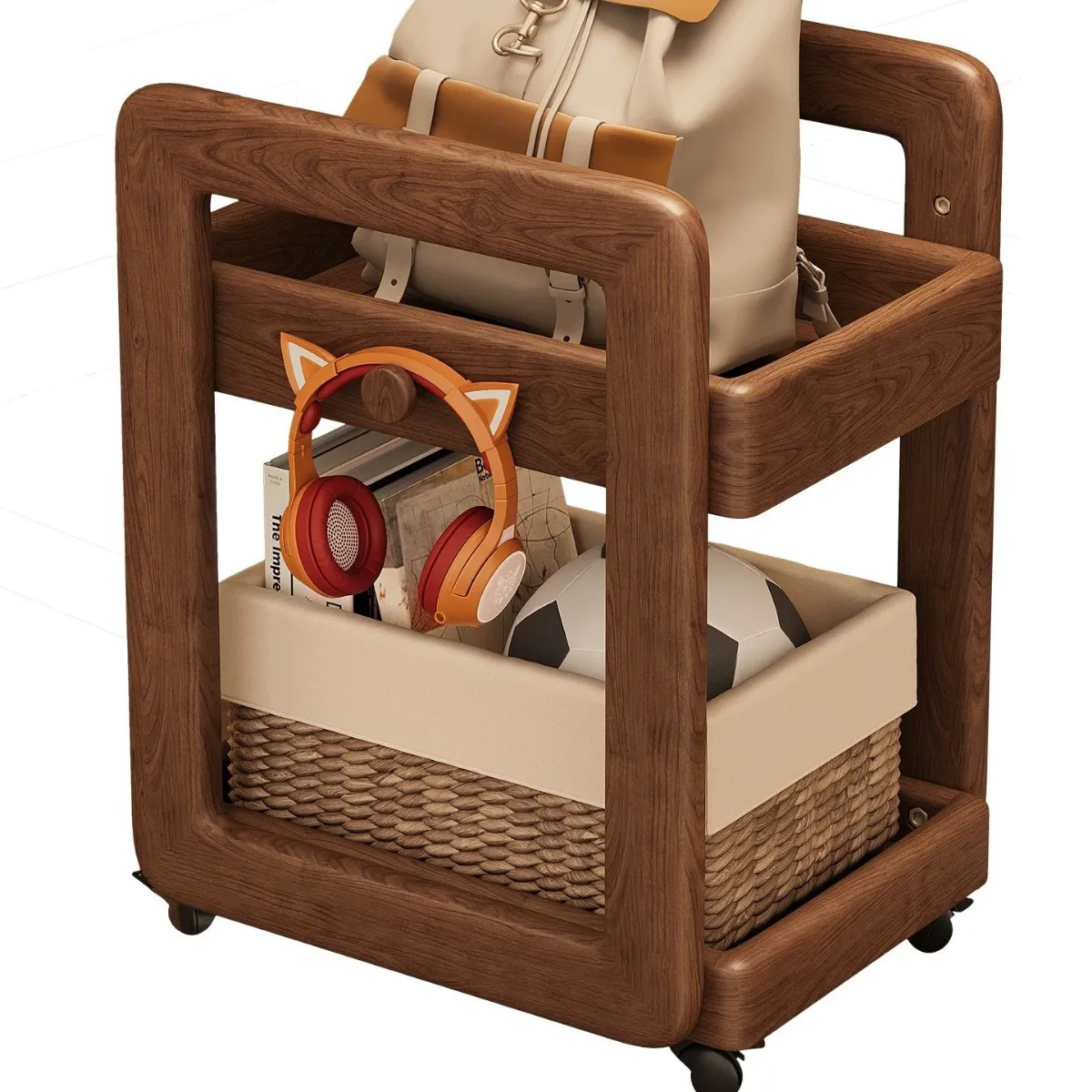 Solid wood schoolbag storage rack table edge desk edge no punching backpack student shelf