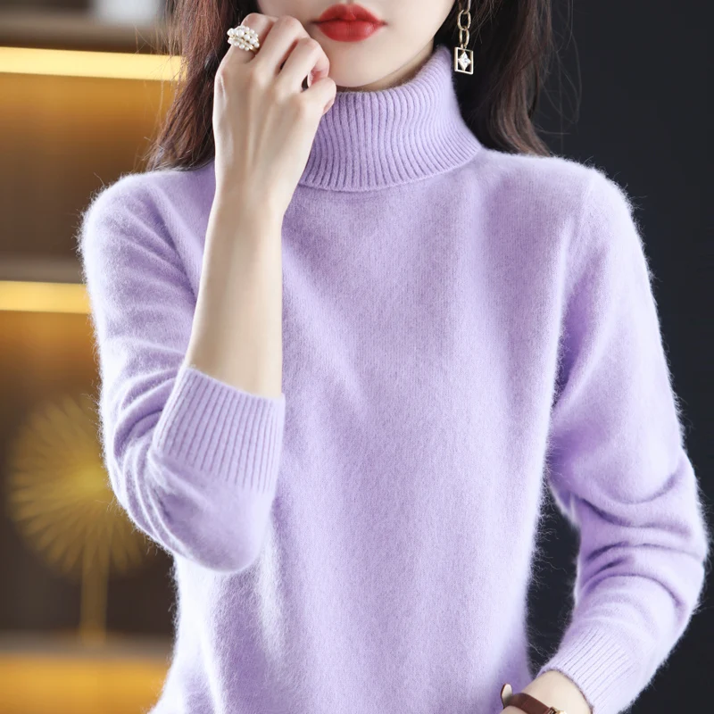 

Mink Cashmere Sweater Autumn And Winter Women's High-Necked Knitted Sweater Loose Pullover Long-Sleeved Bottoming Shirt